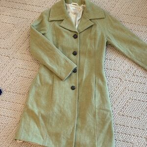 Nordstrom branded wool blend coat Celery color size large L GUC vintage look